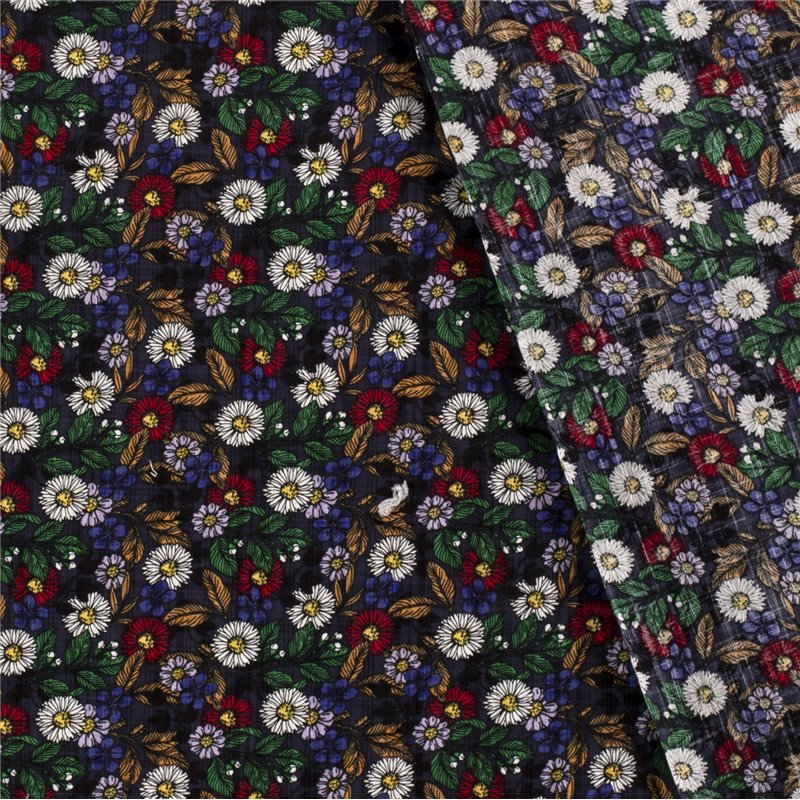 COTTON VISCOSE SLUB FLOWERS
