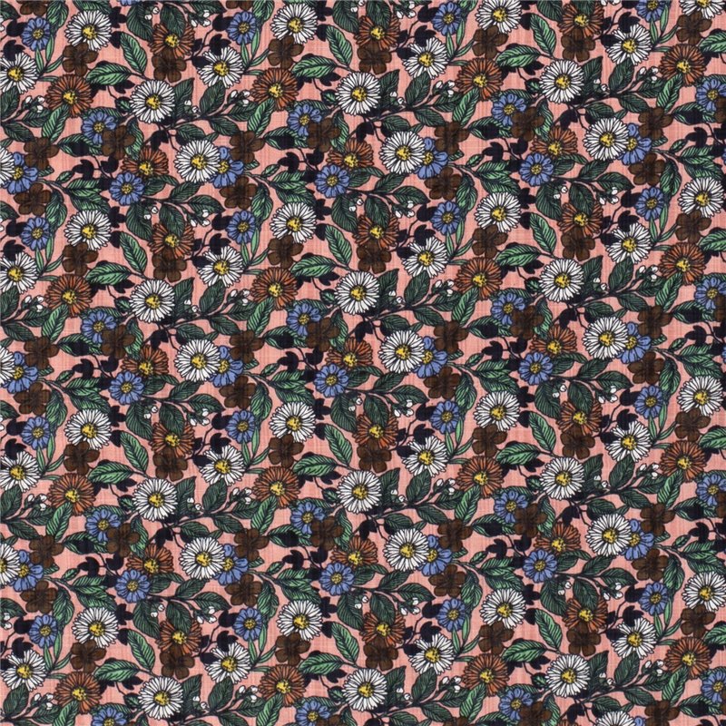 COTTON VISCOSE SLUB FLOWERS