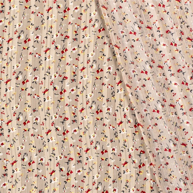 POLY CHIFFON DAMAST LUREX FLOWERS