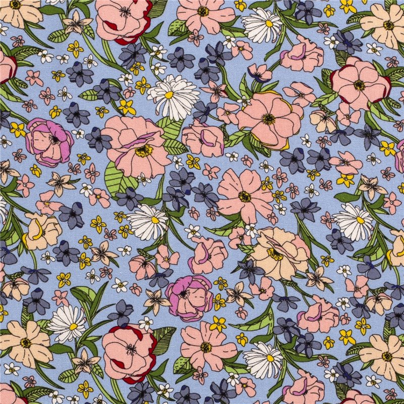 WOVEN VISCOSE LINNEN FLOWERS