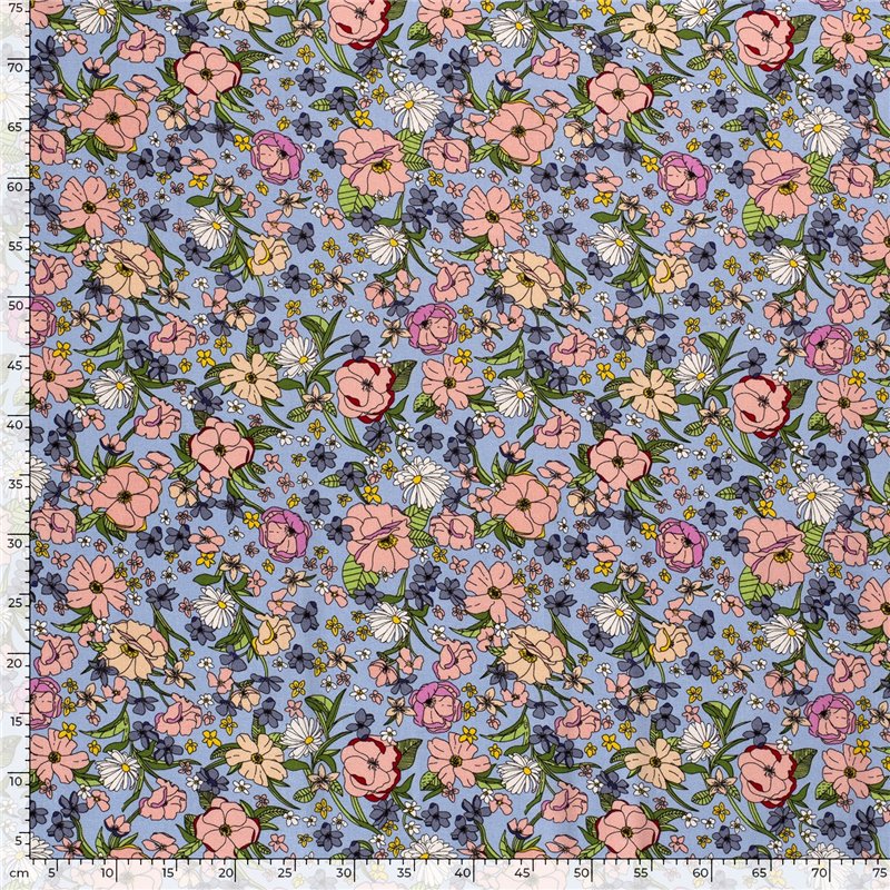WOVEN VISCOSE LINNEN FLOWERS