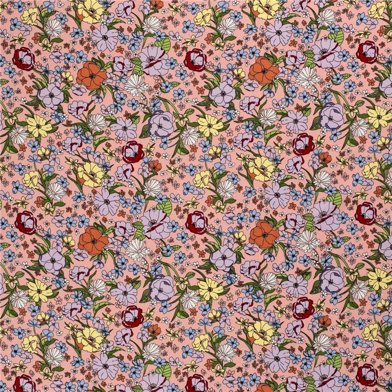 WOVEN VISCOSE LINNEN FLOWERS
