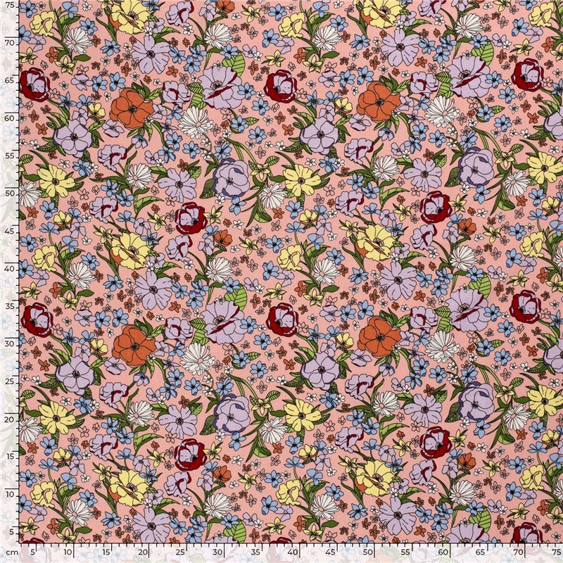 WOVEN VISCOSE LINNEN FLOWERS