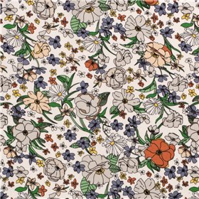 WOVEN VISCOSE LINNEN FLOWERS