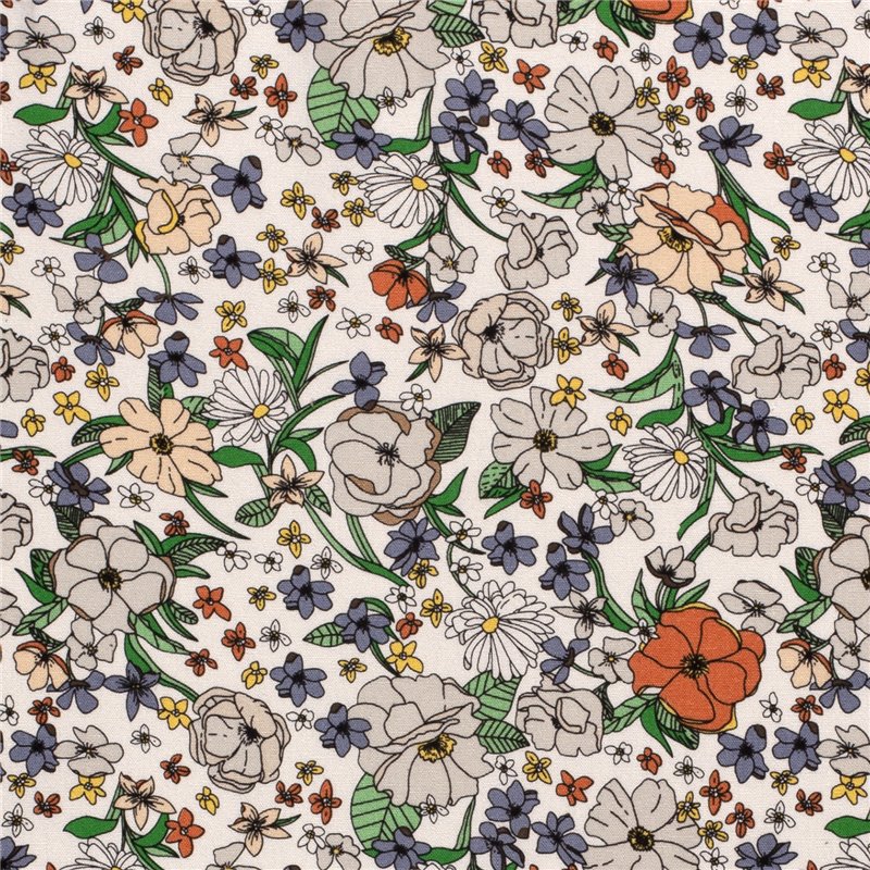 WOVEN VISCOSE LINNEN FLOWERS