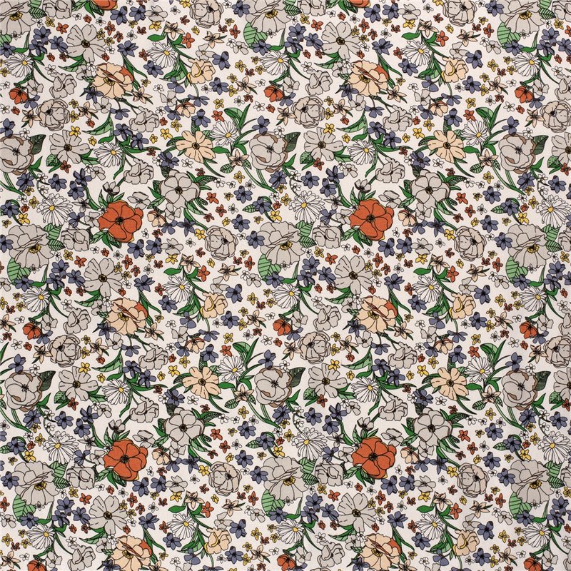 WOVEN VISCOSE LINNEN FLOWERS