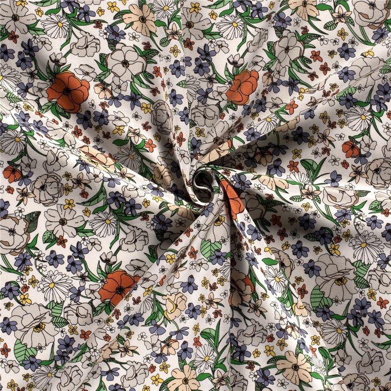 WOVEN VISCOSE LINNEN FLOWERS