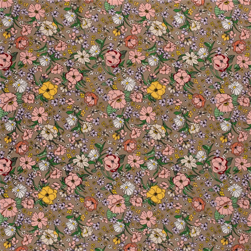 WOVEN VISCOSE LINNEN FLOWERS