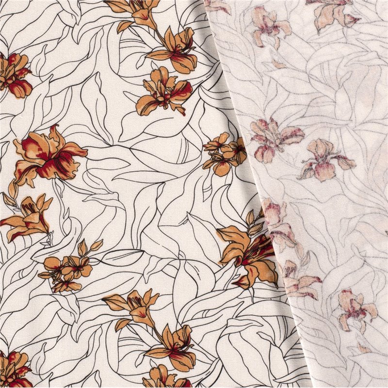 WOVEN VISCOSE LINNEN FLOWERS