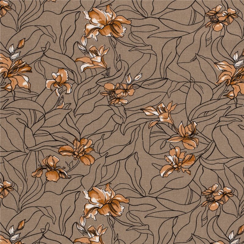 WOVEN VISCOSE LINNEN FLOWERS
