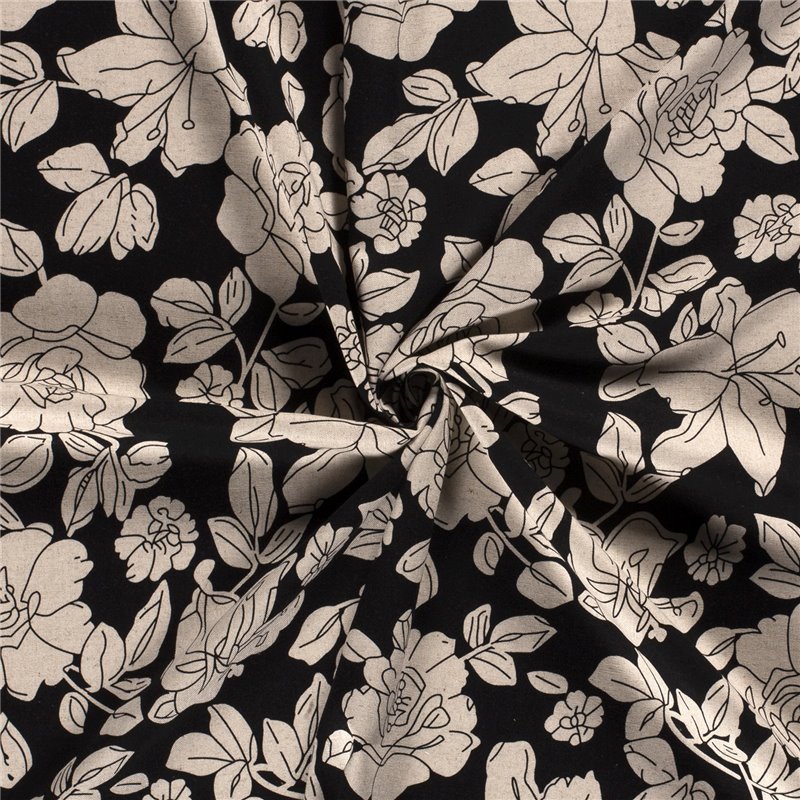 WOVEN VISCOSE LINNEN FLOWERS