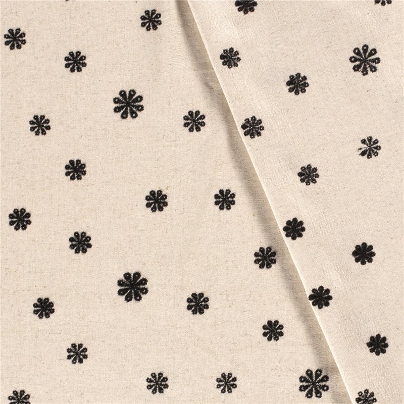 LINNEN VISCOSE EMBROIDERY FLOWERS