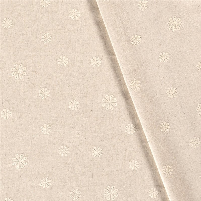 LINNEN VISCOSE EMBROIDERY FLOWERS