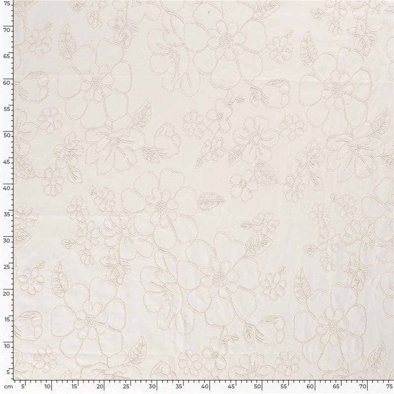 LINNEN VISCOSE EMBROIDERY FLOWERS