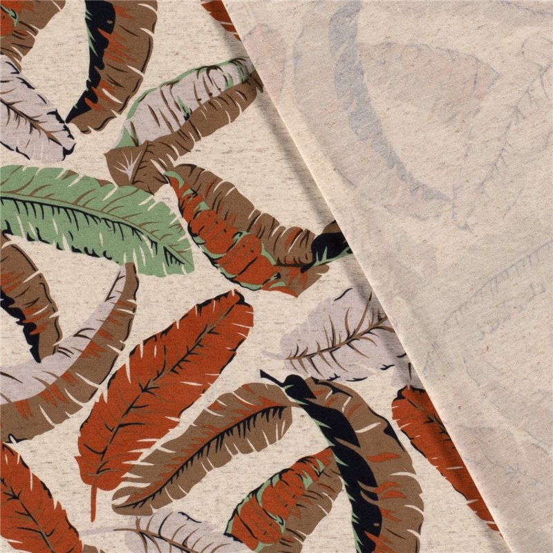VISCOSE LINNEN LOOK JERSEY LEAVES