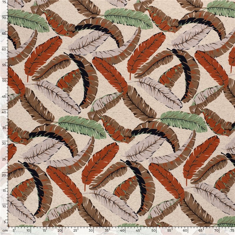 VISCOSE LINNEN LOOK JERSEY LEAVES