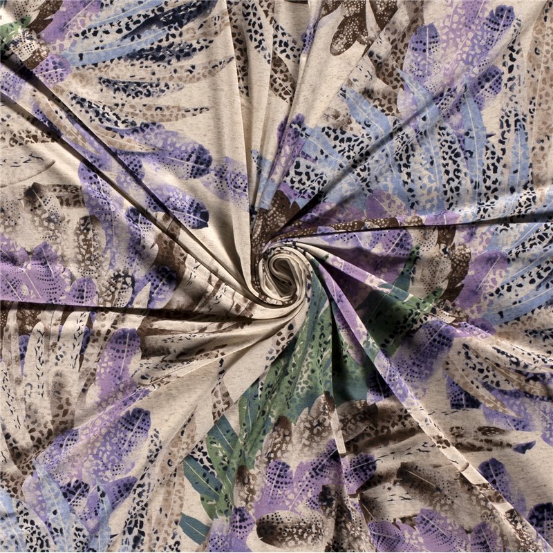 VISCOSE LINNEN LOOK JERSEY FEATHERS
