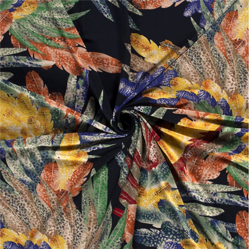 VISCOSE LINNEN LOOK JERSEY FEATHERS