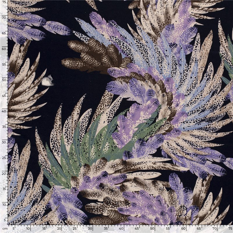 VISCOSE LINNEN LOOK JERSEY FEATHERS