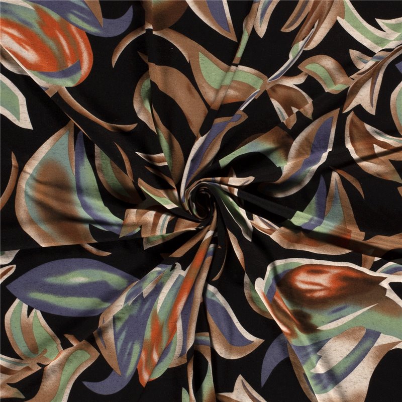 VISCOSE LINNEN LOOK JERSEY PLANTS