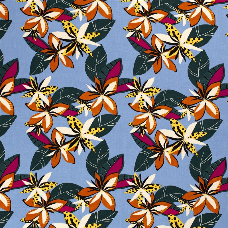 WOVEN VISCOSE STRETCH FLOWERS