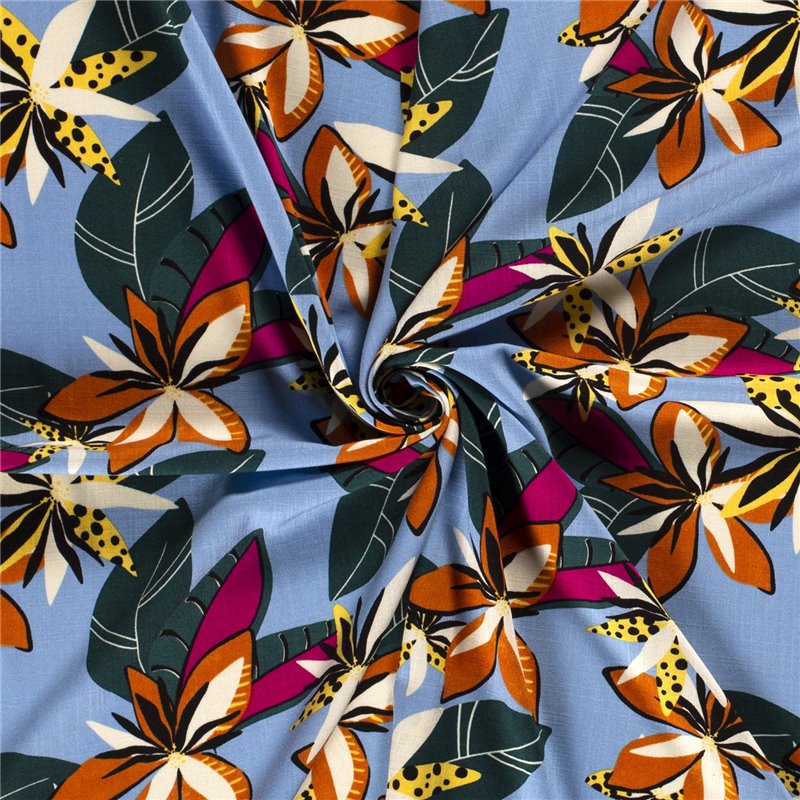 WOVEN VISCOSE STRETCH FLOWERS