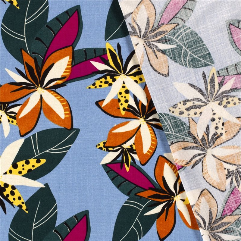 WOVEN VISCOSE STRETCH FLOWERS