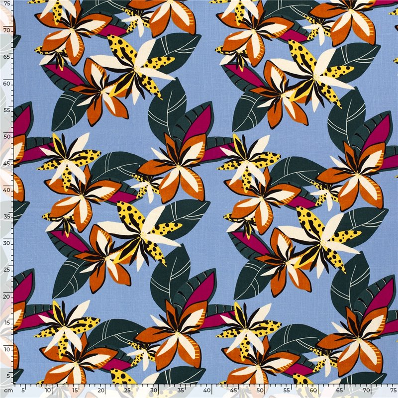 WOVEN VISCOSE STRETCH FLOWERS
