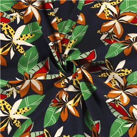 WOVEN VISCOSE STRETCH FLOWERS