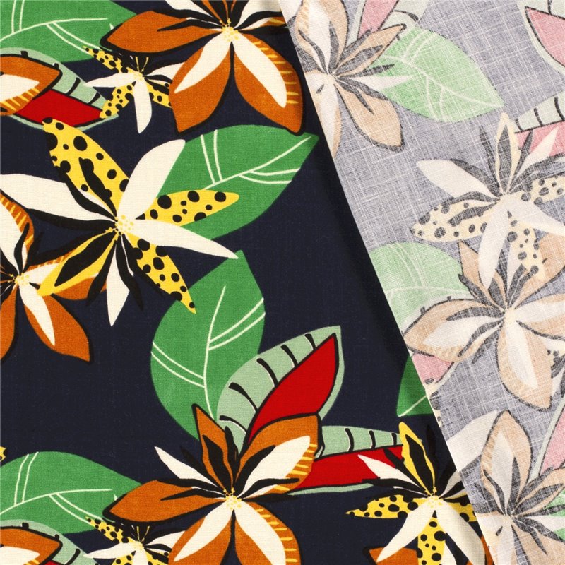 WOVEN VISCOSE STRETCH FLOWERS