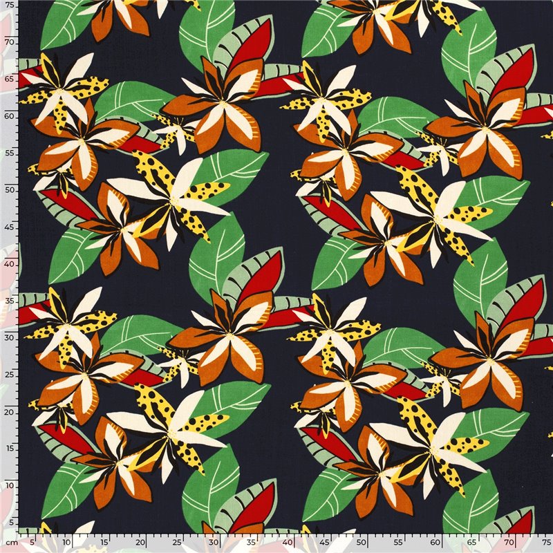 WOVEN VISCOSE STRETCH FLOWERS