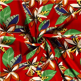 WOVEN VISCOSE STRETCH FLOWERS