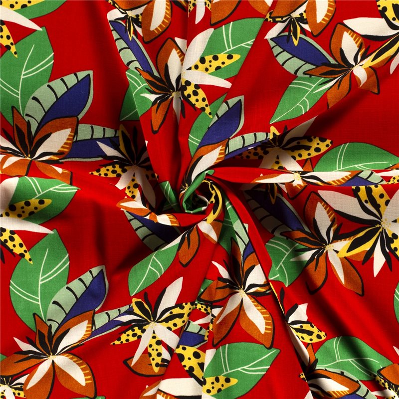 WOVEN VISCOSE STRETCH FLOWERS