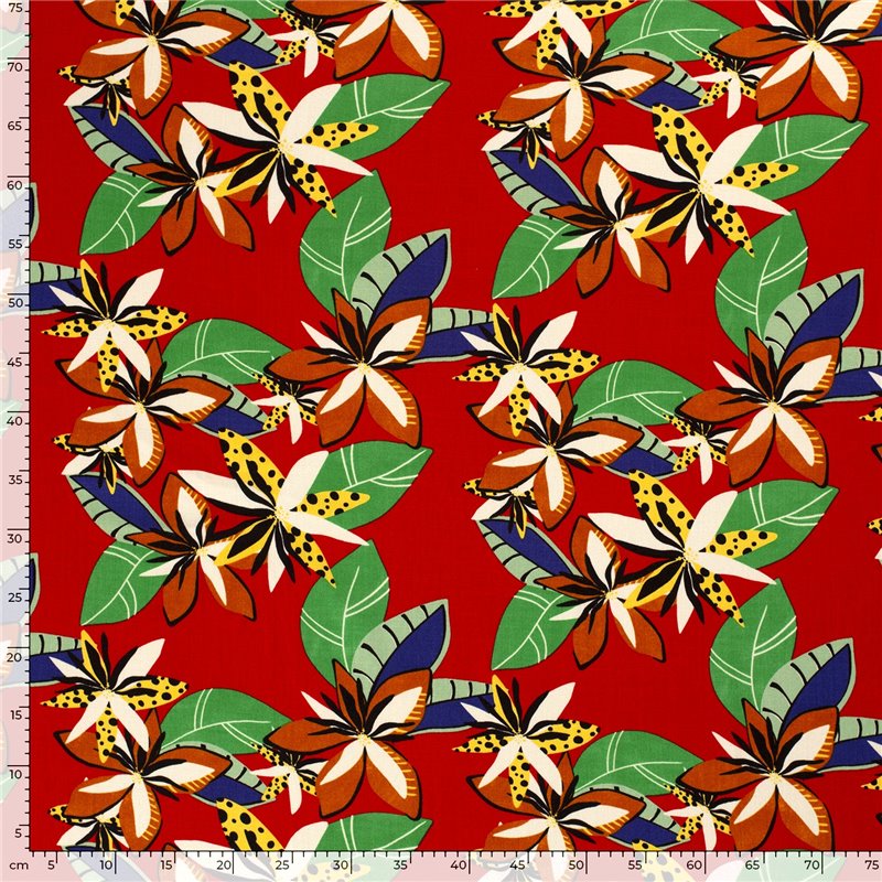 WOVEN VISCOSE STRETCH FLOWERS