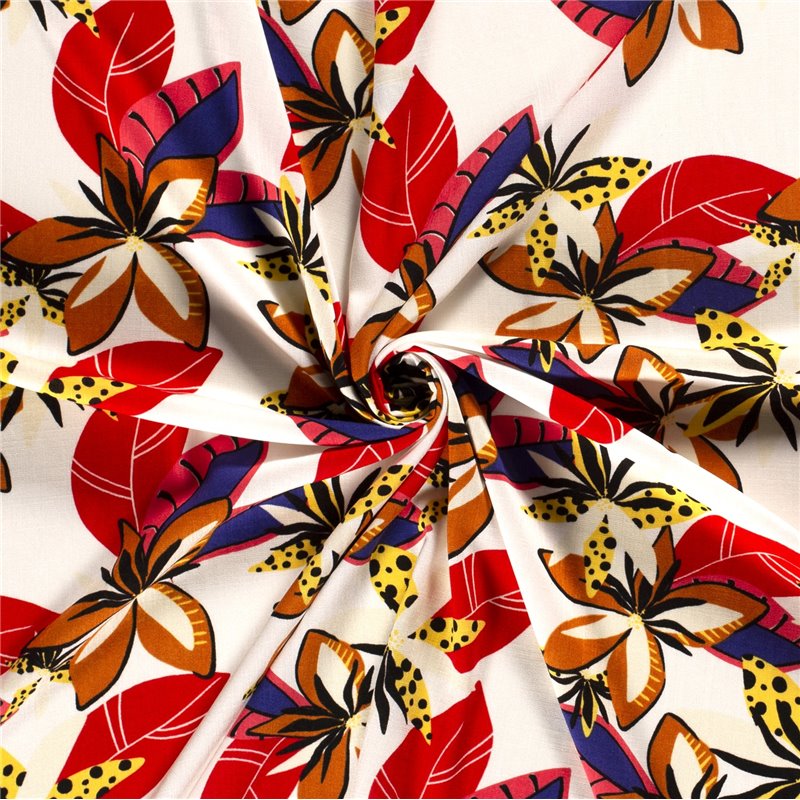 WOVEN VISCOSE STRETCH FLOWERS