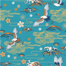 POPLIN MILLE FLEUR BIRDS