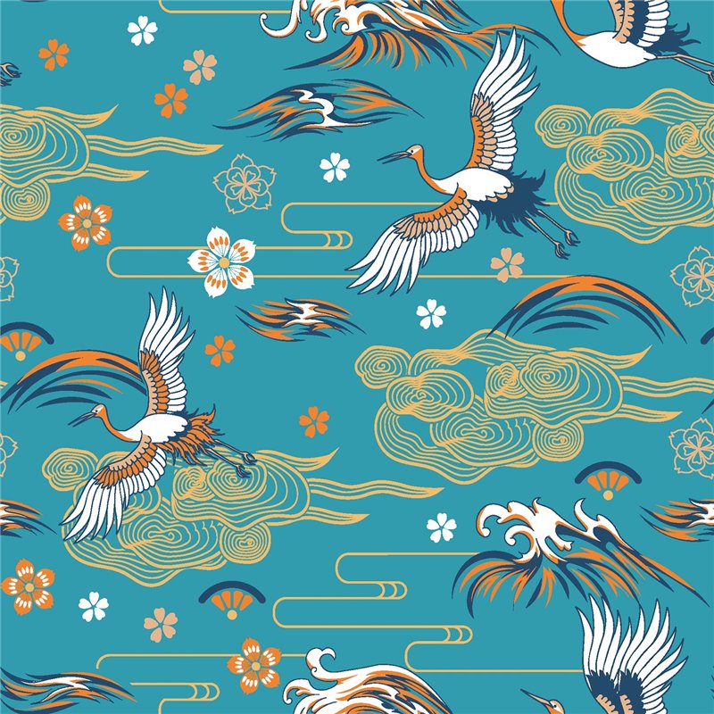 POPLIN MILLE FLEUR BIRDS