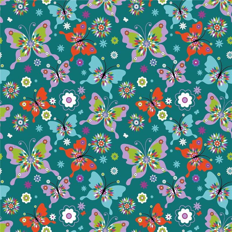 POPLIN MILLE FLEUR BUTTERFLY