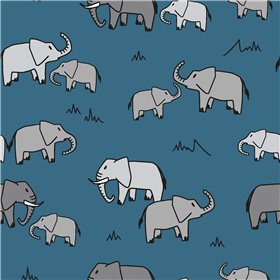 POPLIN MILLE FLEUR ELEPHANT
