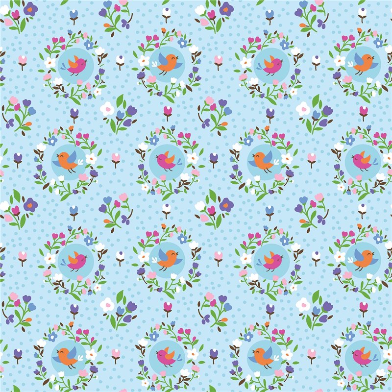 POPLIN MILLE FLEUR BIRDS