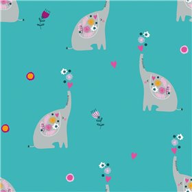 POPLIN MILLE FLEUR ELEPHANT