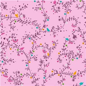 POPLIN MILLE FLEUR BIRDS