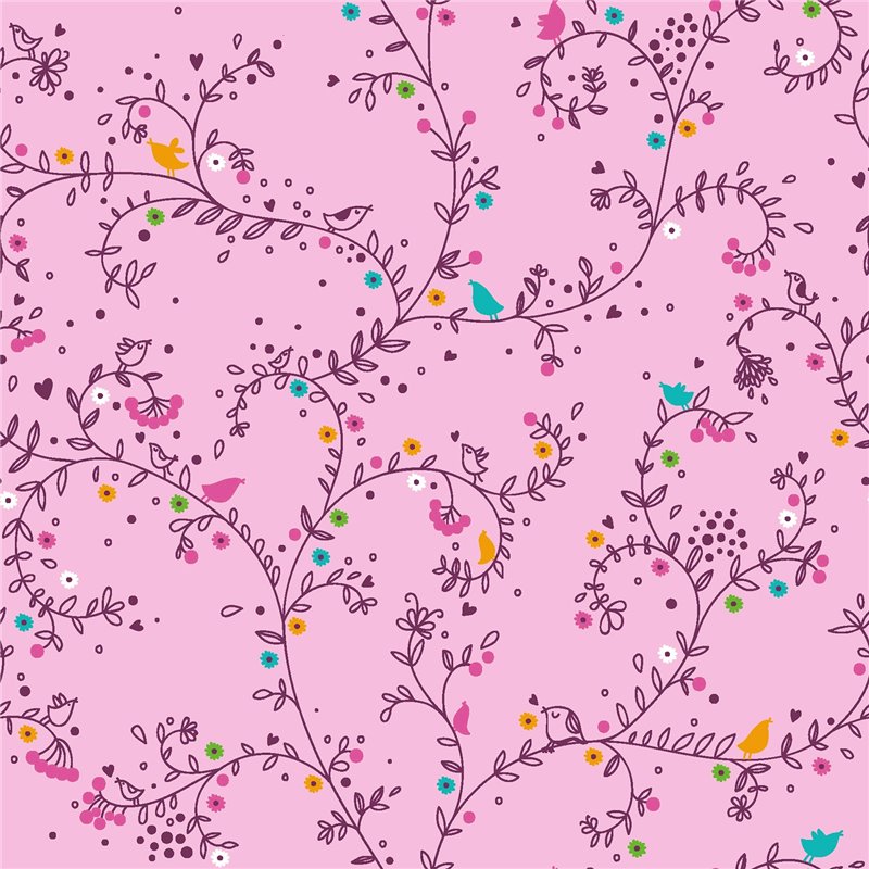 POPLIN MILLE FLEUR BIRDS