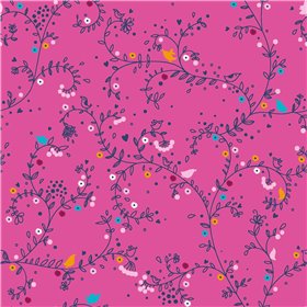 POPLIN MILLE FLEUR BIRDS