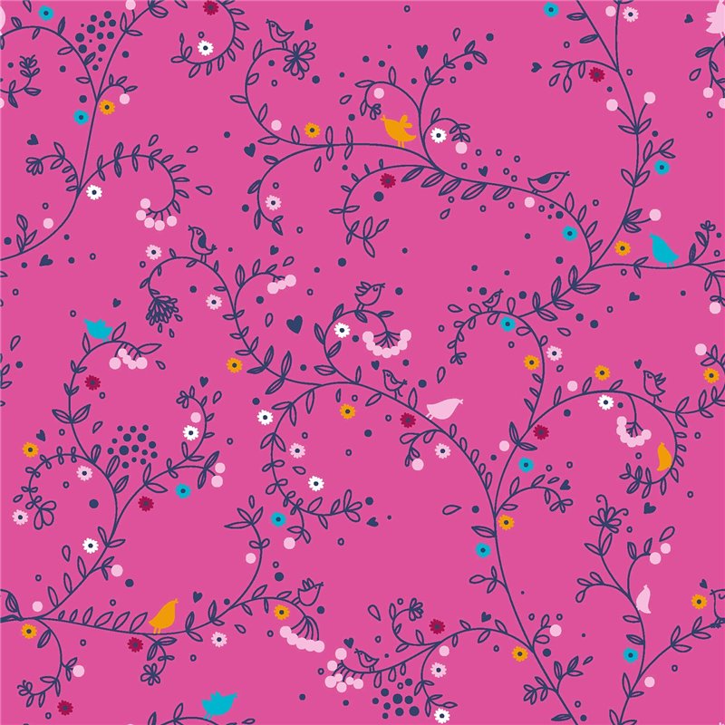 POPLIN MILLE FLEUR BIRDS