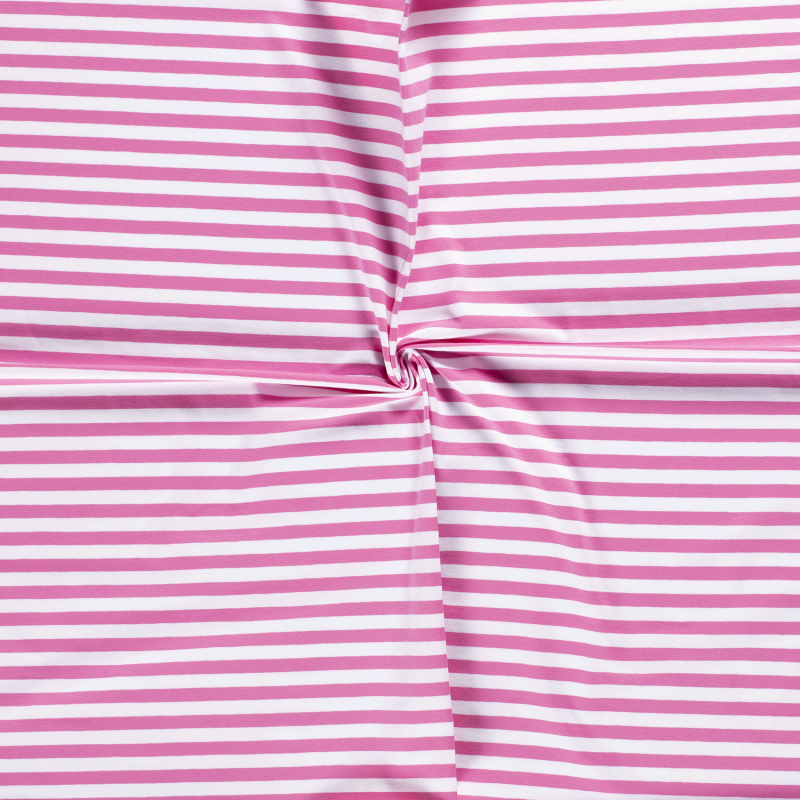 JERSEY BAWEŁNIANY DZIANE PASY 10MM LIGHT PINK