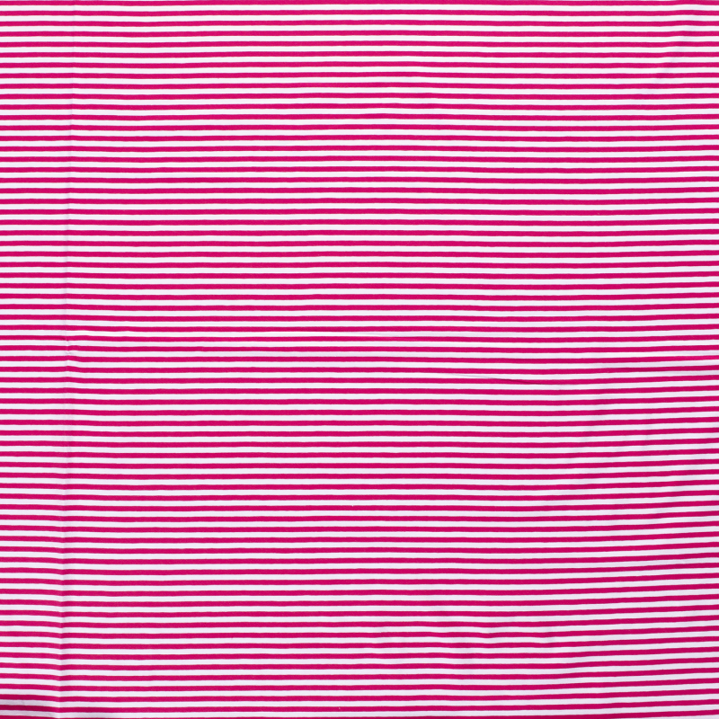 JERSEY BAWEŁNIANY DZIANE PASY 5MM FUCHSIA