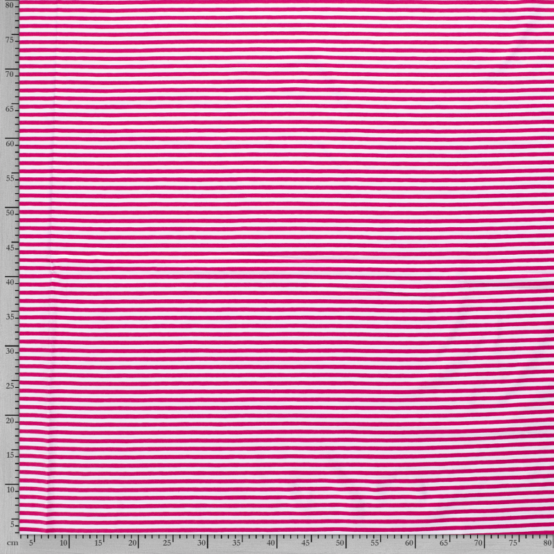 JERSEY BAWEŁNIANY DZIANE PASY 5MM FUCHSIA