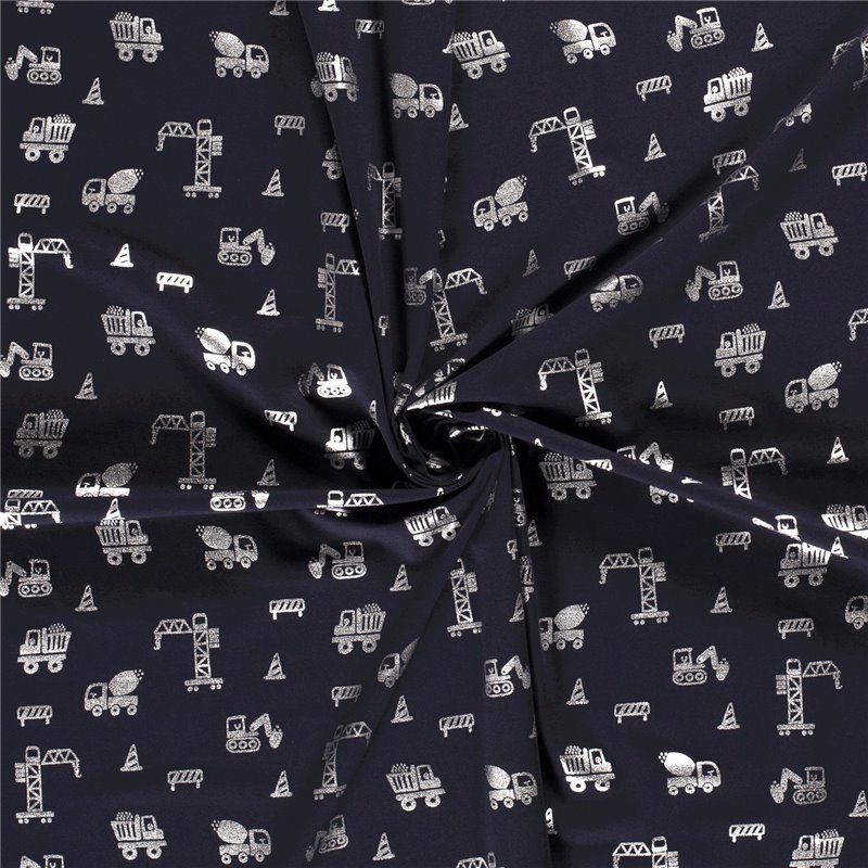 JERSEY BAWEŁNIANY FOLIA BUDOWA NAVY
