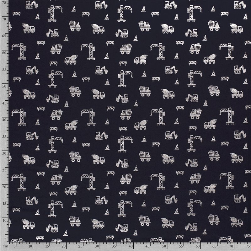 JERSEY BAWEŁNIANY FOLIA BUDOWA NAVY